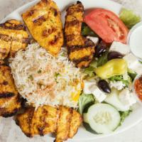 Shish Tawook Platter · Tender marinated chicken breast charbroiled to perfection.