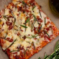 Eugene'S Choice - Slices Pizza · Tomato sauce, mozzarella, bacon, parmesan, rosemary.