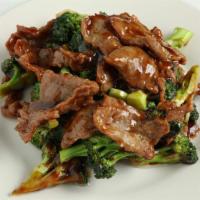 Beef With Broccoli · Served with white rice.