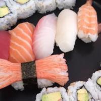 Sushi & Sashimi Combo (For 2) · 8 pc sushi and 14 pc sashimi, 8 pc tuna roll.
