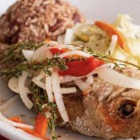 Whole Snapper · Served with choice of rice and vegetables