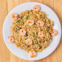 House Fried Rice · Mushrooms, onions, peas, carrots, egg, beef, chicken, and shrimp.