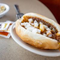 Regular Chili Sandwich (Without Cheese) · A steamed bun with our original, secret-recipe chili, diced onions and mustard.
