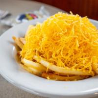 Cheese Fries · 740 cal. crispy french fries covered with shredded cheddar cheese.