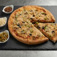 Vegan Dubai Pizza · Vegan. Sarpino's traditional pan pizza is baked to perfection with Daiya mozzarella cheese a...