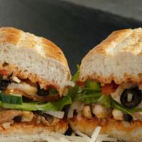 Vegan All The Veggies Sandwich · Vegan. Served on 8'' vegan bread and toasted to perfection. Your choice of sauce, onions, gr...
