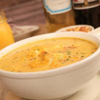 Chupe De Camaron · A shrimp stew and potatoes, part of Peruvian cuisine.