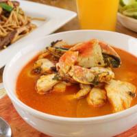 Parihuela · Hearty and spicy seafood soup made with seafood.