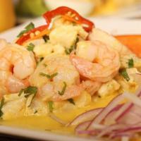 Ceviche De Pescado · Spicy. Swai fish marinated in lime and lemon juice.

Consuming raw or undercooked meats, pou...