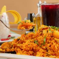 Arroz Con Mariscos · yellow rice with seafood.