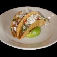 Cilantro Lime Chicken Tacos · lettuce, yellow pepper, tomato, cilantro lime vinaigrette, queso fresco