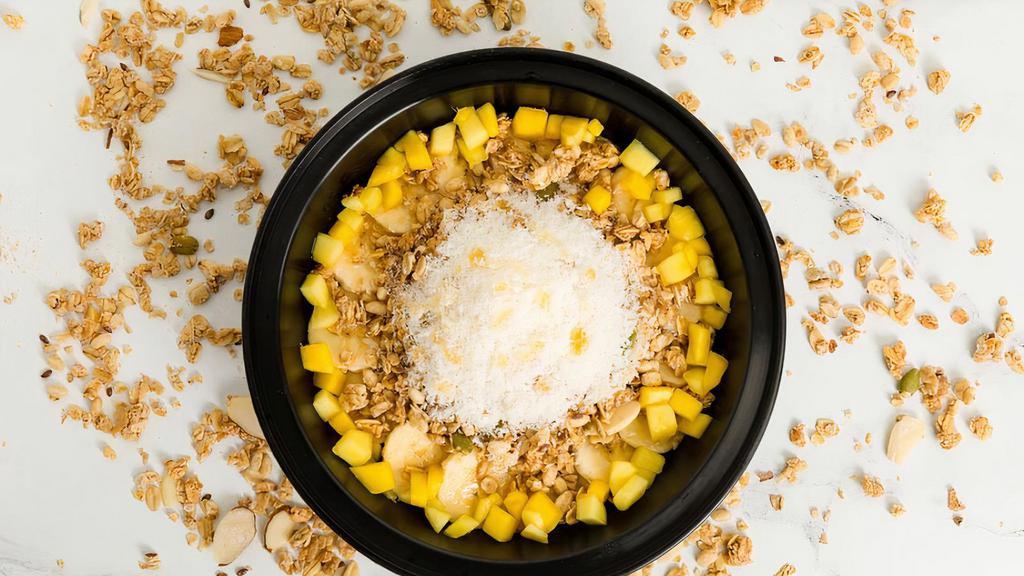 Refresher Acai Bowl  · Organic Acai, Banana and Mango, Granola, Coconut Flakes and Honey