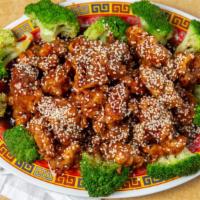 Sesame Chicken · Deep fried chunks of chicken sauteed with special sauce.