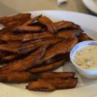Sweet Potato Fries · Served with lucky's 'soon-to-be' famous blue cheese sauce.
