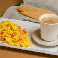 Breakfast Combo · Includes: coffee with milk, toast, omelette. Choice of ham, cheese, vegetable or sausage.