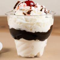 Hot Fudge Sundae · Morelli's vanilla ice cream, fudge, whipped cream and a cherry. NO NUTS.
