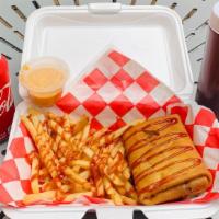 Pizza Puff Meal · Pizza Puff, Fries, and Pop