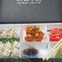 The Sushi Box · Enjoy our stylish sushi box that includes 4 rolls, nigiri and/or crispy rice of your choice