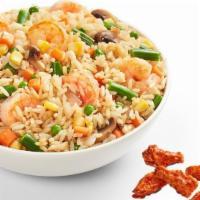 Fried Rice Combo (5Pc Wings + Drink) · All Fried Rice comes with mixed veggie.
CAN NOT REQUEST ALL FLATS OR ALL DRUMS FOR WINGS.
CA...