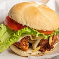 Bird Road Burger · Chicken tenders, american cheese, potato stix, ranch.
