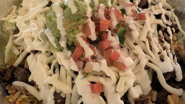 Burrito Bowl · your choice of meat served in a bowl with refried beans, lettuce, pico de gallo, mozzarella, sour cream & guacamole