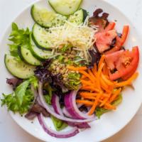The Nest Salad · Fresh greens, shredded carrots, cucumbers, red onions, beefsteak tomato, sunflower seeds and...