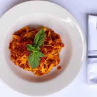 Fettucine Alla Bolognese · “Fresh Home Made Fettuccine Egg Pasta”
Three meats Bolognese sauce (veal, beef and chicken) ...