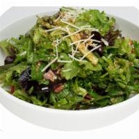 Quinoa Salad · Spring mix, quinoa, red onions, tomatoes, carrots, cucumber, avocado, Parmesan cheese, teriy...