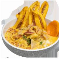 Ceviche Suvama · Aji amarillo, acevichada, leche de tigre, cancha, choclo, camote, red onions, plantain chips