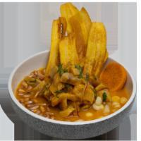 Ceviche Aji Amarillo · Aji amarillo, leche de tigre, cancha, choclo, camote, red onions, plantain chips