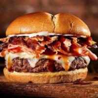 The Meat Grinder · A thick Chuck Burger with thin sliced ham, shredded pork, pepper jack cheese, chipotle BBQ s...