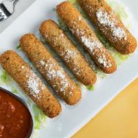 Fried Mozzarella Sticks · Served with our special marinara sauce.