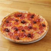 Meat Lovers · Tomato Sauce, Mozzarella, Pepperoni, Ham, Chorizo Sausage, Spicy Salami