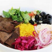 Gyro Bowl · Enjoy a gyro meat bowl, pick from turmeric basmati rice, bulgur wheat, or a mix your favorit...
