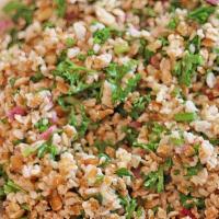 Bulgur Wheat · An edible cereal grain (6 oz.) made from dried, cracked wheat. A staple in Middle Eastern an...