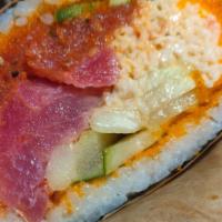 Best Of The Best Roll · Fresh salmon, fresh tuna, spicy tuna, crab salad, masago, cucumber, eel sauce, and spicy mayo.
