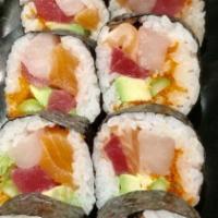 Cancun Roll · Shrimp tempura, avocado,
asparagus, crab salad, masago
topped mango, black tobiko
:Kabayaki ...