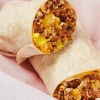 Chorizo, Egg, & Cheese Burrito · Chorizo, egg, and cheese wrapped in a large flour tortilla.. {DF - remove shredded cheese}
