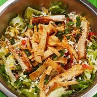 Grilled Mahi Salad · Grilled mahi served on a fresh lettuce blend topped with tomatoes, onions, shredded cheese, ...
