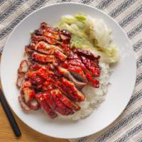 Pork Bbq Rice Combo · Meal with Pork BBQ (Char Siu), Rice and Vegetable