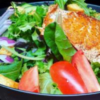 Oak Signature Salad · Spring mixed, cucumbers, red onions, carrots, tomatoes.