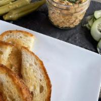 Pimento Cheese Board · Pimento cheese in pickles and pickled red onions. Served with ciabatta bread.