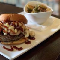 Dirty South · Fresh Certified Angus Beef with smoked gouda mac and cheese, bacon, and apple butter bbq sau...