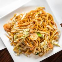 C14 Shrimp Lo Mein · Served with chicken fried rice or white rice and shrimp or pork egg roll.