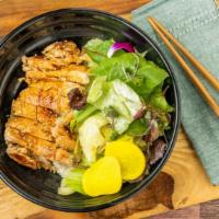 Chicken Hibachi Donburi · Chicken in sweet soy sauce. Served in oversized rice bowls.Make it a Bento Box option:comes ...