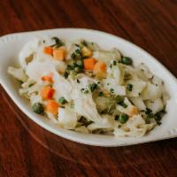 Steamed Vegetables · Cabbage, Corn, Carrots, Green Beans cooked in coconut milk & chicken stock.