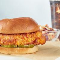 Firebird Sandwich Lrg. Combo · Spicy fried chicken and pickles. Comes with fries and a drink.