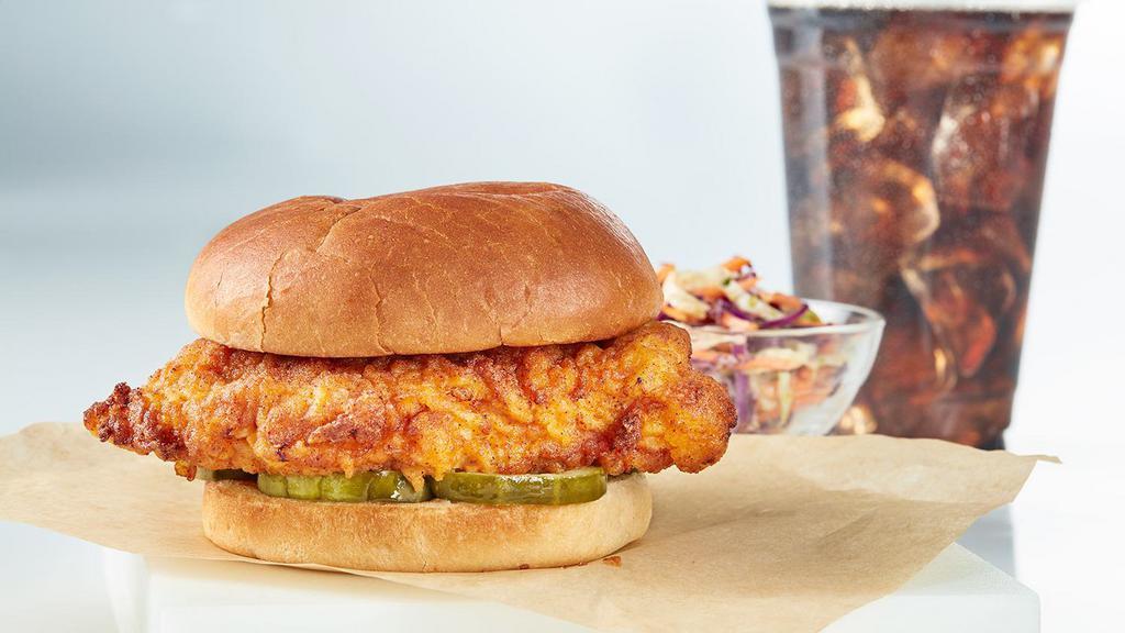 Firebird Sandwich Lrg. Combo · Spicy fried chicken and pickles. Comes with fries and a drink.
