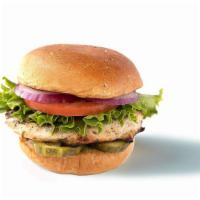 Grilled Chicken Sandwich · Grilled chicken, pickles, lettuce, tomato, red onion and whole wheat bun.