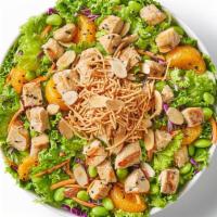 Chinese Chicken Salad · Soy-lime marinated grilled chicken, leaf lettuce, red cabbage, edamame, mandarin oranges, ca...